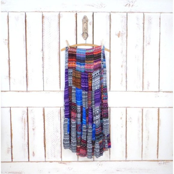 Colorful patchwork boho gypsy vintage maxi skirt - Picture 5 of 7